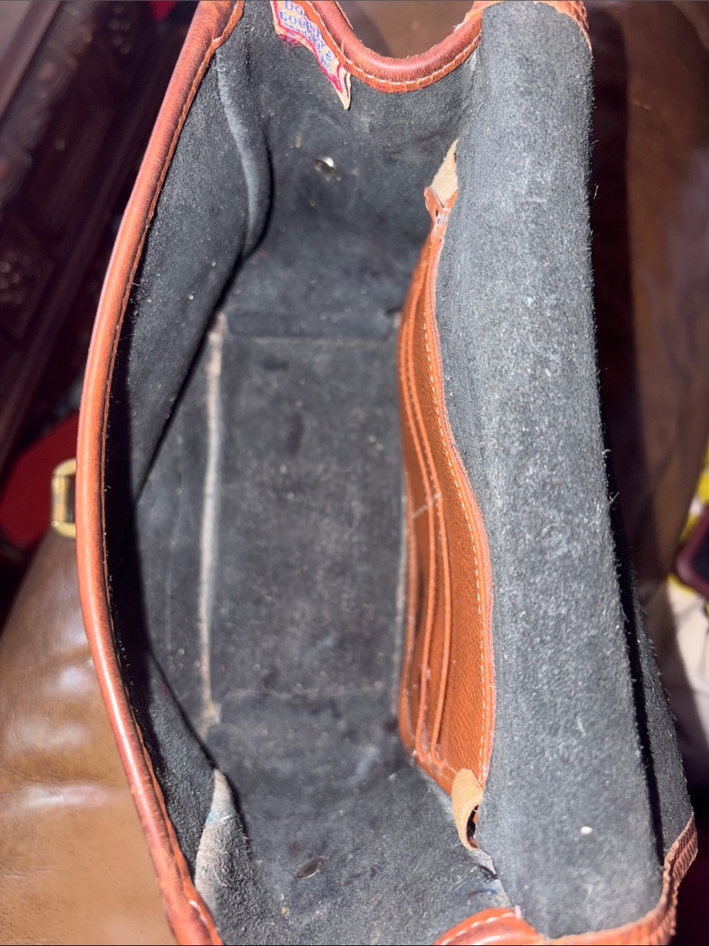 Dooney & Bourke Black Pebble Leather crossbody Messenger with Brown Trim - Picture 5 of 9